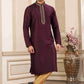 Raivat Ethnic Banarasi Art Silk Hand Work Kurta Pajama In Wine Colour | Swadesiicart