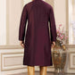 Raivat Ethnic Banarasi Art Silk Hand Work Kurta Pajama In Wine Colour | Swadesiicart