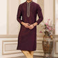 Raivat Ethnic Banarasi Art Silk Hand Work Kurta Pajama In Wine Colour | Swadesiicart