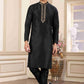 Raivat Ethnic Banarasi Art Silk Hand Work Kurta Pajama In Black Colour | Swadesiicart