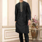Raivat Ethnic Banarasi Art Silk Hand Work Kurta Pajama In Black Colour | Swadesiicart