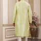 Raivat Ethnic Banarasi Art Silk Hand Work Kurta Pajama In Pista Green Colour | Swadesiicart