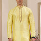 Raivat Ethnic Banarasi Art Silk Hand Work Kurta Pajama In Lemon Yellow Colour | Swadesiicart