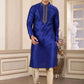 Raivat Ethnic Banarasi Art Silk Hand Work Kurta Pajama In Blue Colour | Swadesiicart