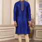 Raivat Ethnic Banarasi Art Silk Hand Work Kurta Pajama In Blue Colour | Swadesiicart