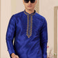 Raivat Ethnic Banarasi Art Silk Hand Work Kurta Pajama In Blue Colour | Swadesiicart