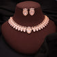 Tehzeeb Creations Rose Gold Baby Pink Colour Necklace With Pair Of Earrings - Swadesiicart