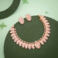 Tehzeeb Creations Rose Gold Baby Pink Colour Necklace With Pair Of Earrings - Swadesiicart