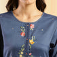 Blue Chinon Embroidered Straight Kurta with Trouser & Dupatta - Salimar