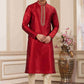 Raivat Ethnic Banarasi Art Silk Hand Work Kurta Pajama In Maroon Colour | Swadesiicart