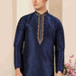 Raivat Ethnic Banarasi Art Silk Hand Work Kurta Pajama In Blue Colour | Swadesiicart