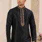 Raivat Ethnic Banarasi Art Silk Hand Work Kurta Pajama In Black Colour | Swadesiicart
