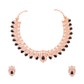 Tehzeeb Creations Rose Gold Black Colour Necklace With Pair Of Earrings - Swadesiicart