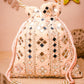 NR By Nidhi Rathi Peach-Coloured & White Embroidered Potli Clutch