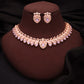 Tehzeeb Creations Rose Gold Lavender Colour Necklace With Pair Of Earrings - Swadesiicart