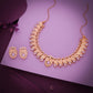 Tehzeeb Creations Rose Gold Lavender Colour Necklace With Pair Of Earrings - Swadesiicart