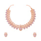Tehzeeb Creations Rose Gold Lavender Colour Necklace With Pair Of Earrings - Swadesiicart