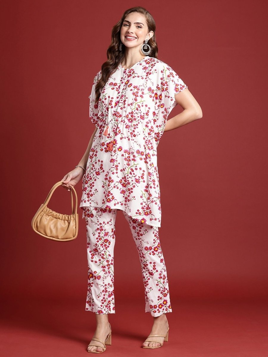 Anouk Women Floral Printed Kaftan Kurta with Trousers - Swadesiicart