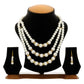Gold-Polished Alloy Pearl Tripple Layer Necklace Set - The Pari - The Pari - Dinesh Associates
