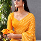Tikhi Imli Striped Georgette Ready to Wear Saree | Swadesiicart