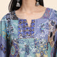 HOUSE OF KARI Ethnic Motifs Printed Notched Neck Chikankari Embroidery Cotton Kaftan Kurta | Swadesiicart