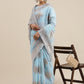 Saree Mall Turquoise Blue Floral Linen Blend Banarasi Saree | Swadesiicart