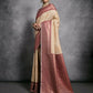 Vishnu Weaves Women's Chiku Tussar Silk Zari Woven Saree with Blouse - Swadesiicart