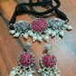 Tehzeeb Creations Women's Maroon Colour Meenakari Necklace Set With White Pearl - Swadesiicart