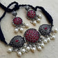 Tehzeeb Creations Women's Maroon Colour Meenakari Necklace Set With White Pearl - Swadesiicart