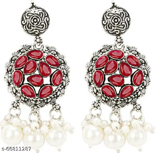 Tehzeeb Creations Women's Maroon Colour Meenakari Necklace Set With White Pearl - Swadesiicart