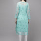 ADA Women Sea Green Embroidered Regular Chikankari Handloom Kurta with Trousers | Swadesiicart