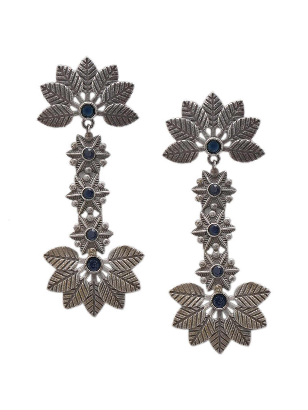 Shoshaa Silver-Toned Contemporary Drop Earrings | Swadesiicart