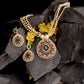 Saraf RS Jewellery Women Gold-Polished Multi Coloured AD Studded Pearl Mala & Earrings Set