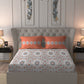 MYTRIDENT Grey White Floral Pure Cotton 144 TC Queen Bedsheet With 2 Pillow Covers - Swadesiicart