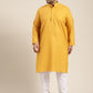 Sojanya Plus Size Men Mustard Yellow Pure Cotton Kurta | Swadesiicart