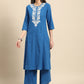 Anouk Women Chikankari Pure Cotton A-Line Kurta with Palazzos | Swadesiicart