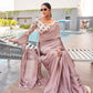 Tikhi Imli satin saree with sequence embroidered blouse | Swadesiicart