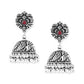 Yellow Chimes Silver-Plated Kolhapuri Peacock Design Jhumkas Earrings | Swadesiicart
