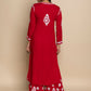 HOUSE OF KARI Floral Embroidered Chikankari Cotton A-Line Kurta | Swadesiicart