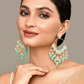 New Stylish Ethnic Partywear Light Green Hoops Kundan Earrings for Womens by House of Ree | Swadesiicart