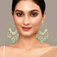 New Stylish Ethnic Partywear Light Green Hoops Kundan Earrings for Womens by House of Ree | Swadesiicart