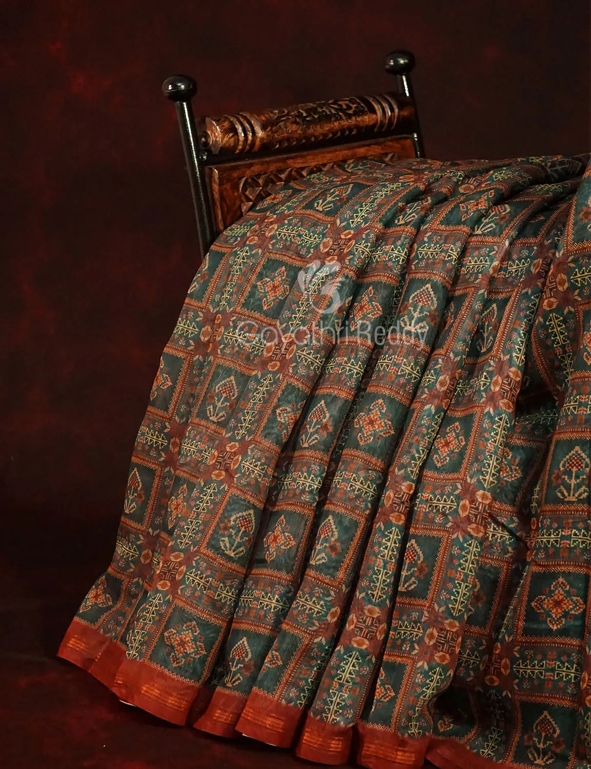 Pista Green Colour All Over Print Semi Chanderi Saree By Gayathri Reddy Designer Studio | Swadesiicart
