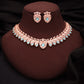 Tehzeeb Creations Rose Gold Sky Blue Colour Necklace With Pair Of Earrings - Swadesiicart