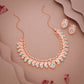 Tehzeeb Creations Rose Gold Sky Blue Colour Necklace With Pair Of Earrings - Swadesiicart