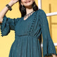 InWeave Teal Lurex Dress With Lace - Swadesiicart