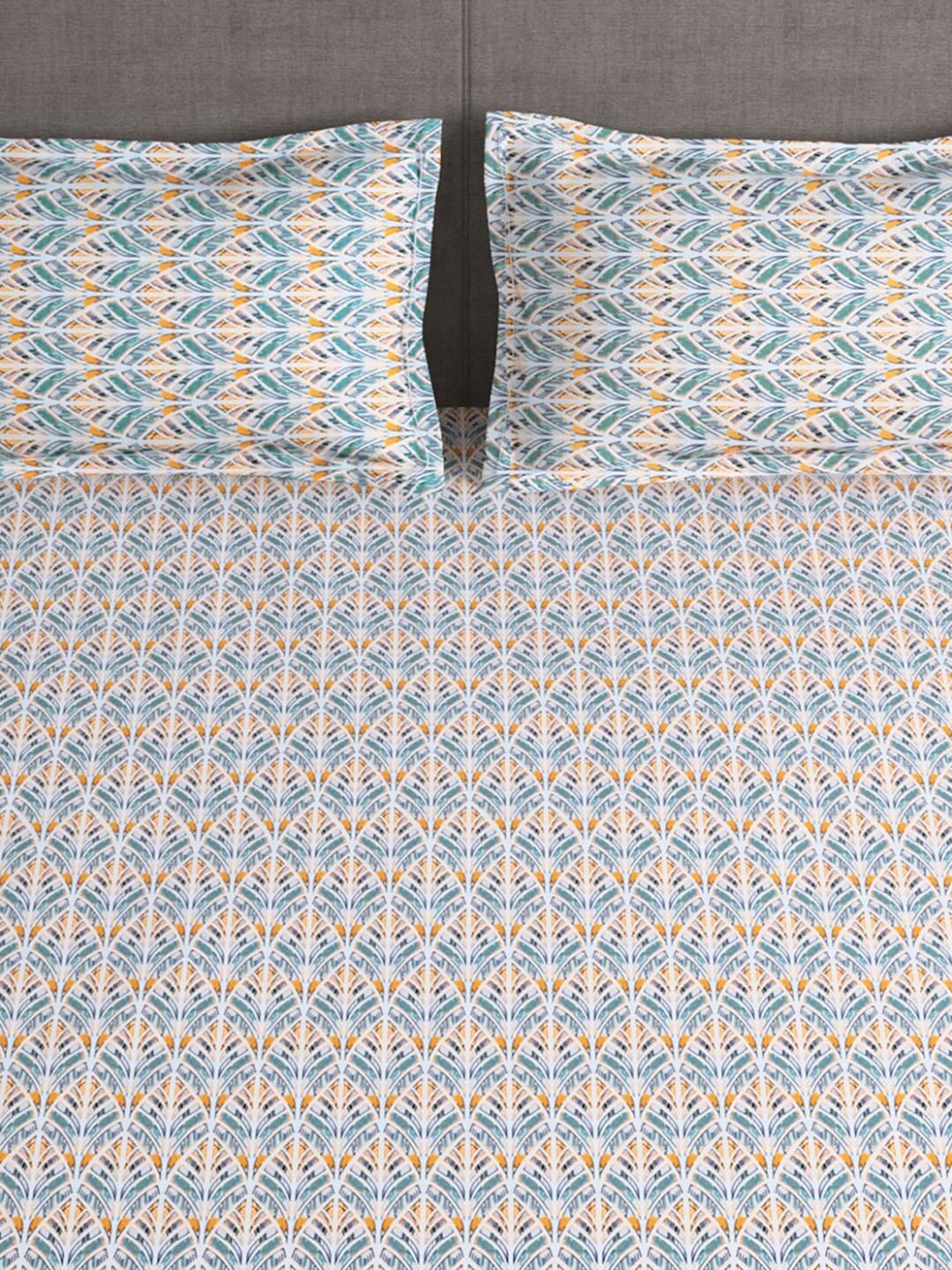 Story@home Tango Blue & White Printed 240 TC King Bedsheet with 2 Pillow Covers - Swadesiicart