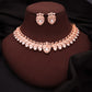 Tehzeeb Creations Rose Gold White Colour Necklace With Pair Of Earrings - Swadesiicart