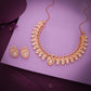 Tehzeeb Creations Rose Gold White Colour Necklace With Pair Of Earrings - Swadesiicart