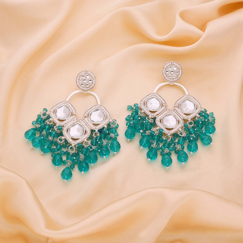 Tehzeeb Creations Gold Polish Green Colour Earrings | Swadesiicart