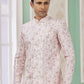 Raivat Ethnic Banarasi Jacquard Embroidery Indo Western Sherwani In Pink Colour | Swadesiicart